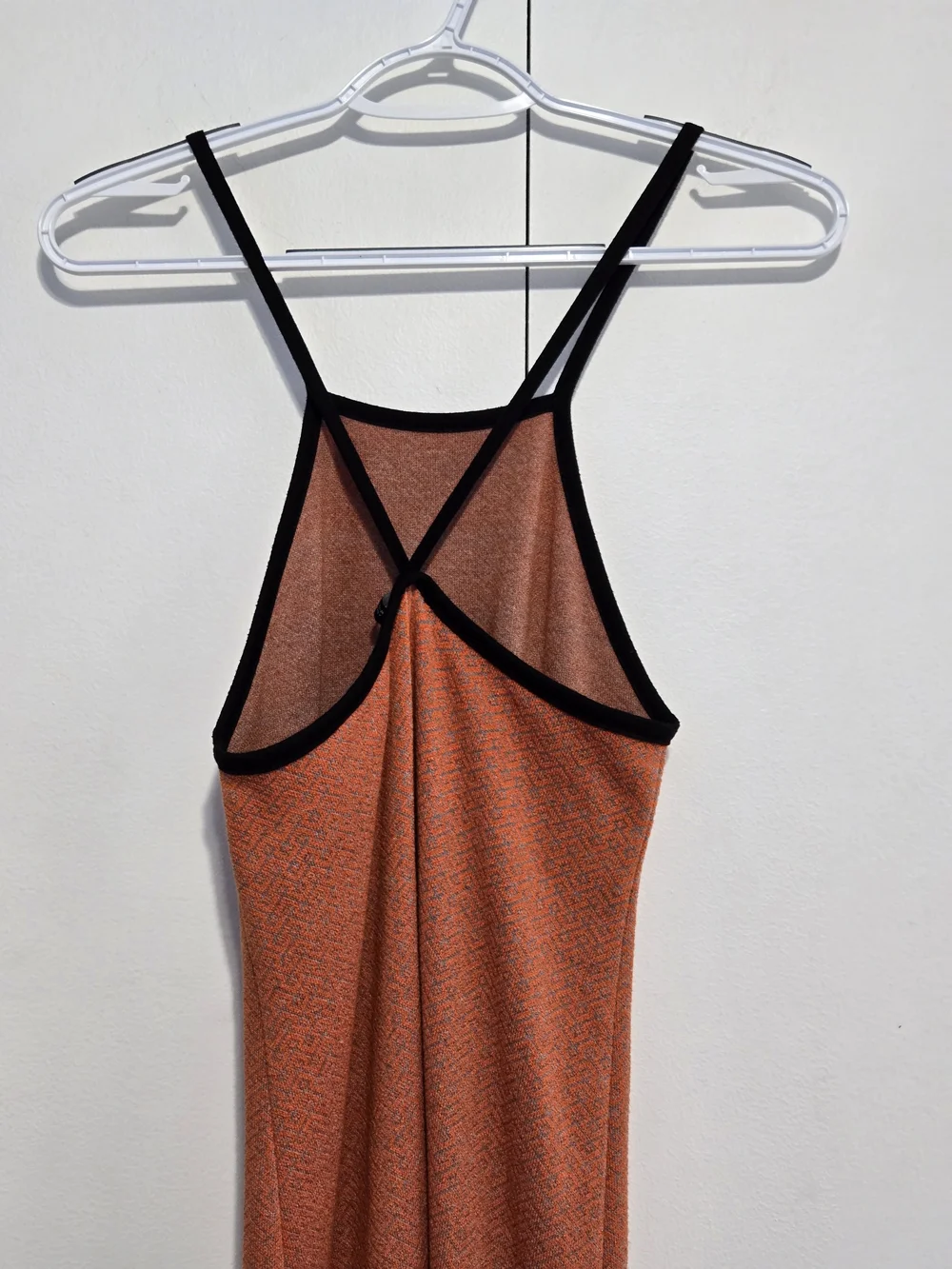 ZARA Bodycon Maxi Dress XS Orange Black Strappy Back Sleeveless Stretch Knit‎